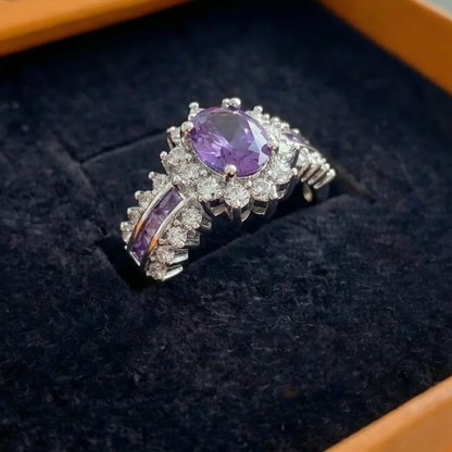 Amethyne Twilight Crown Ring | White Gold