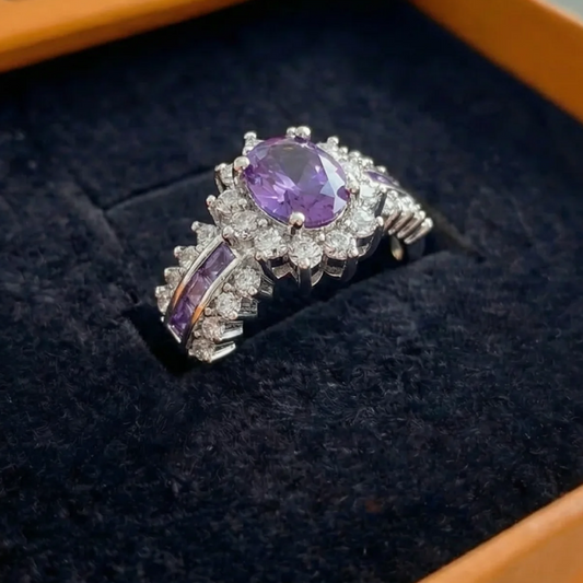 Amethyne Twilight Crown Ring | White Gold
