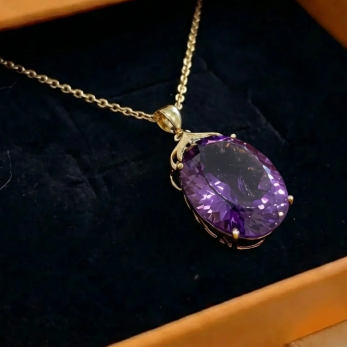 Amethyst Imperial Oval Necklace | Gold