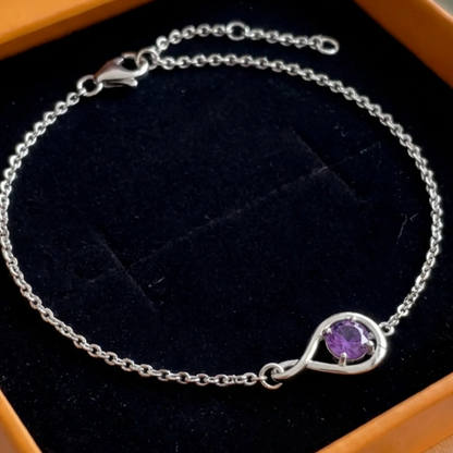 Amethyst Infinity Bracelet | White Gold