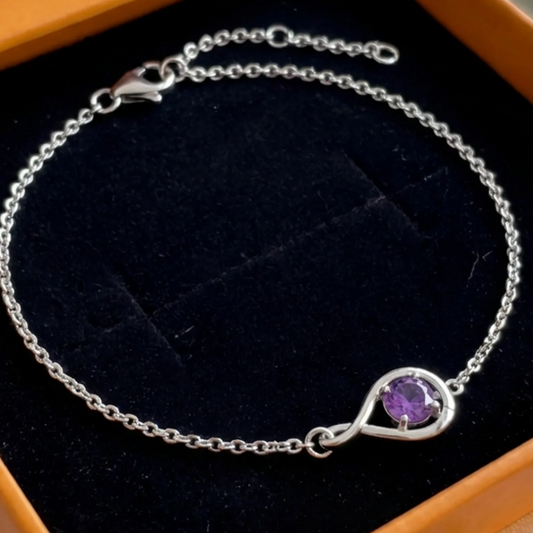 Amethyst Infinity Bracelet | White Gold