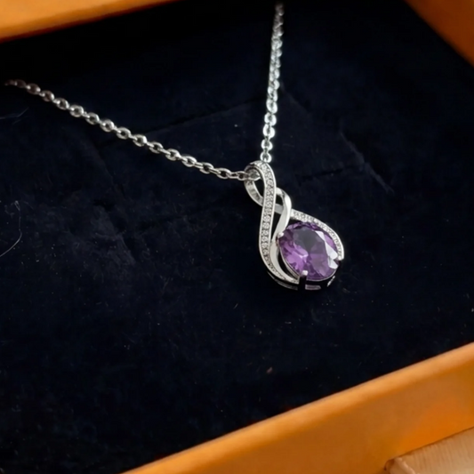 Amethyst Infinity Pave Necklace | White Gold