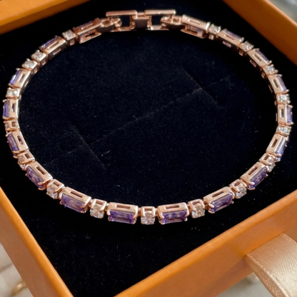 Amethyst Prism Tennis Bracelet | Rose Gold