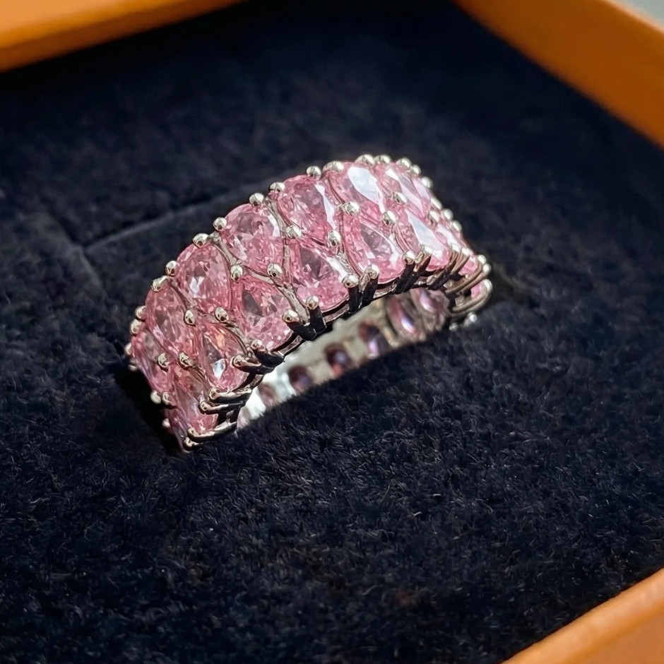 Blush Cascade Eternity Ring | White Gold