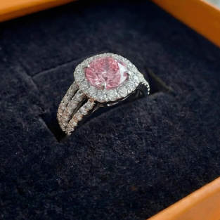 Blush Empress Halo Ring | White Gold