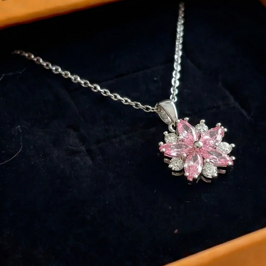 Cherry Blossom Necklace | White Gold