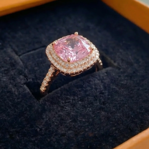 Cushion Pink Sapphire Ring | Rose Gold