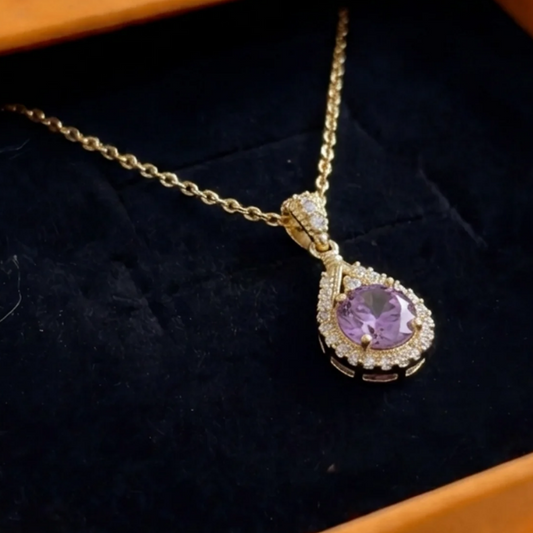 Lavena Halo Pendant Necklace | Gold