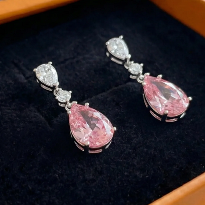 Mireya Blushflare Drop Earrings | White Gold