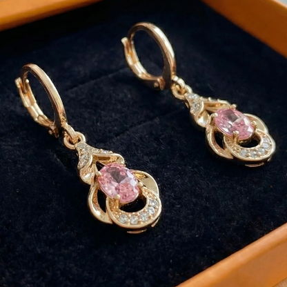 Moonlit Blush Teardrop Earrings | Rose Gold
