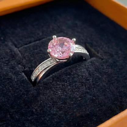 Moonlit Pink Contour Ring | White Gold