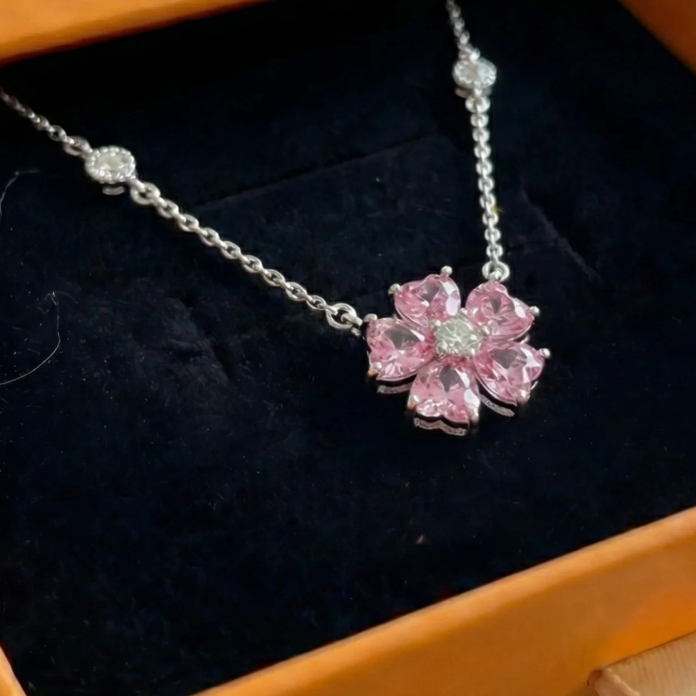Petalglow Flower Pendant Necklace | White Gold