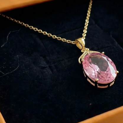 Pink Sapphire Imperial Oval Necklace | Gold