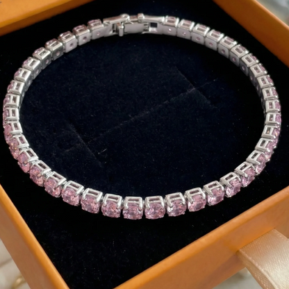 Pink Sapphire Tennis Bracelet | White Gold