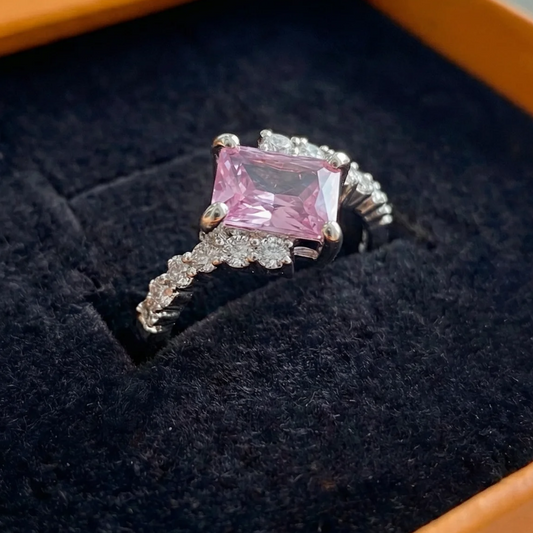 Pink Sapphire Vertex Ring | White Gold