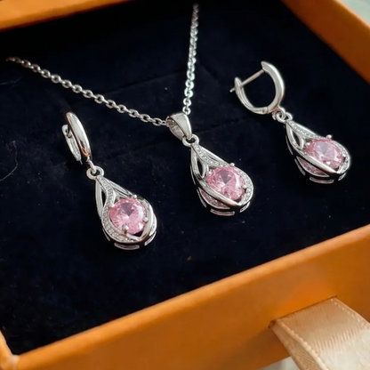 Rosalith Lumen Twist Jewelry Set | White Gold