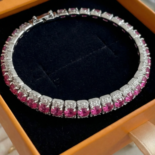 Roseglow Tennis Bracelet | White Gold