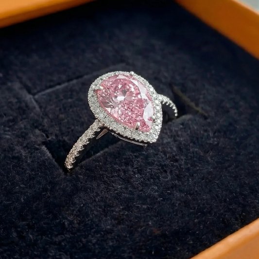 Teardrop Pink Sapphire Ring | White Gold
