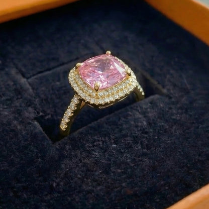 Cushion Pink Sapphire Ring | Rose Gold