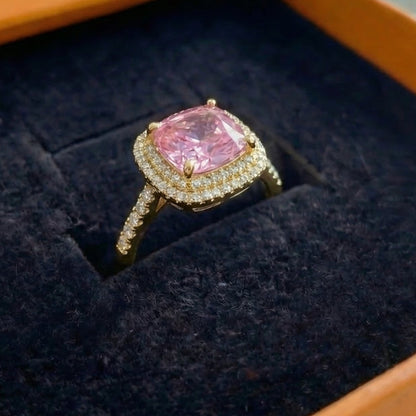 Cushion Pink Sapphire Ring | White Gold